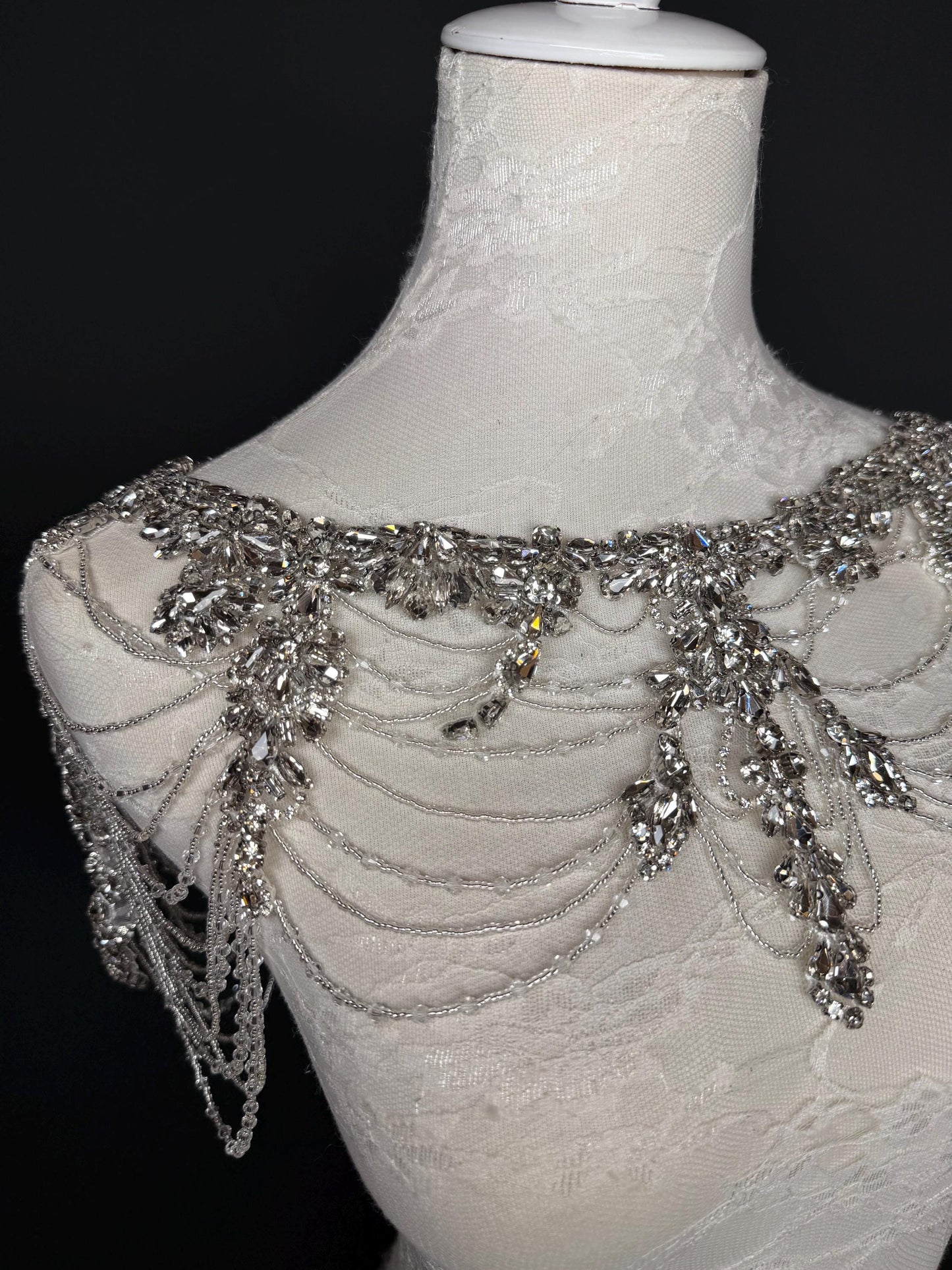 Jewel Shoulder Accessory, Bridal, Elegant, Rhinestone, Beaded shoulder jewellery