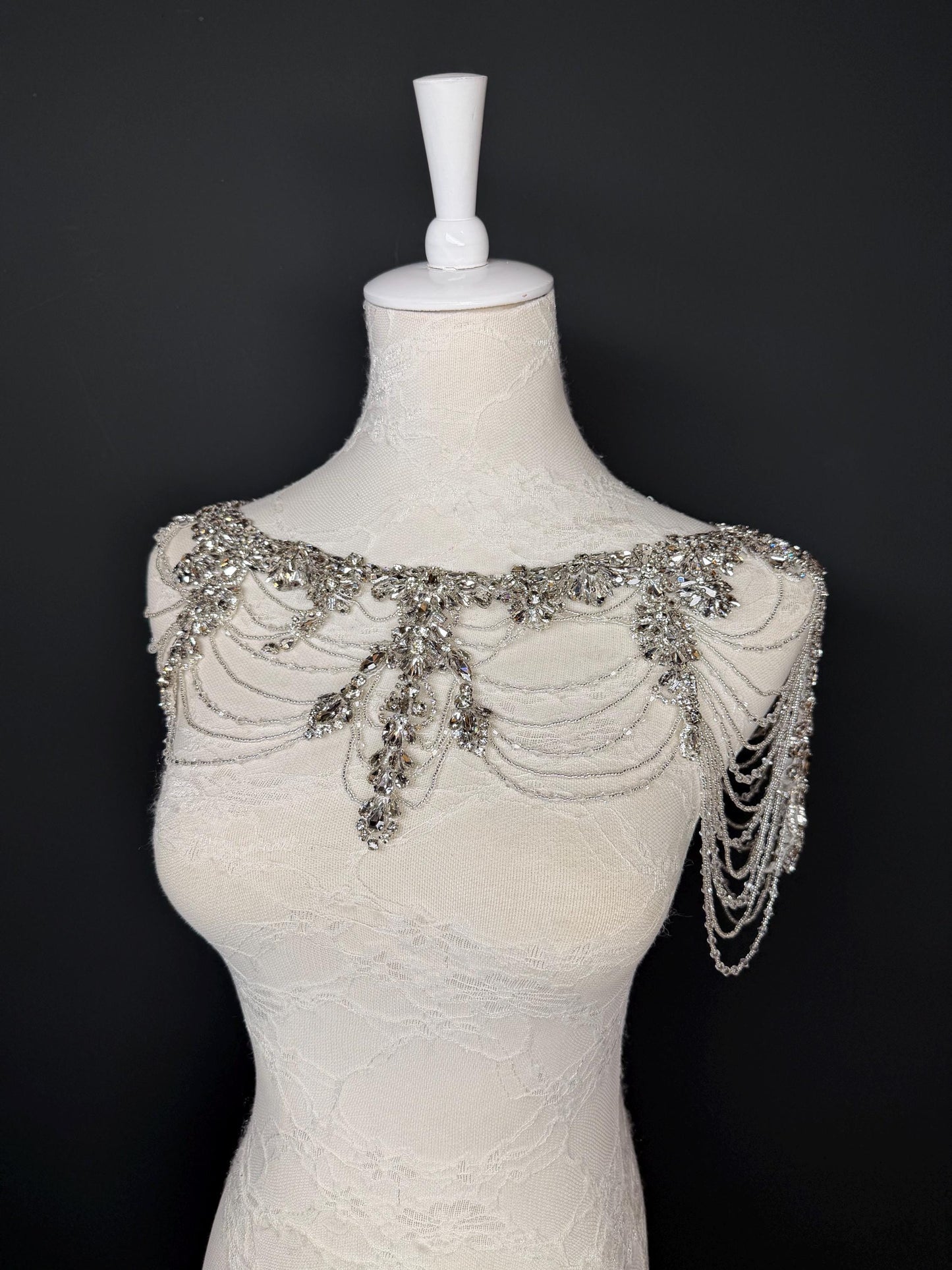 Jewel Shoulder Accessory, Bridal, Elegant, Rhinestone, Beaded shoulder jewellery