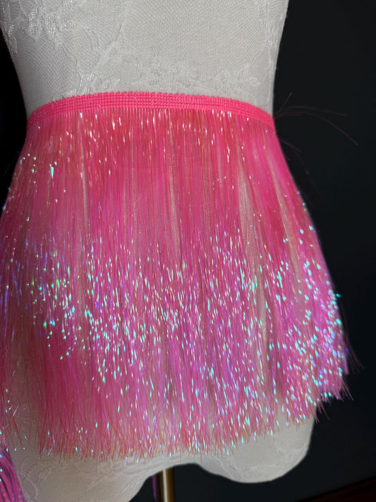 8” Wide Pearlescent Hot Pink Tinsel Fringe, 9 colours