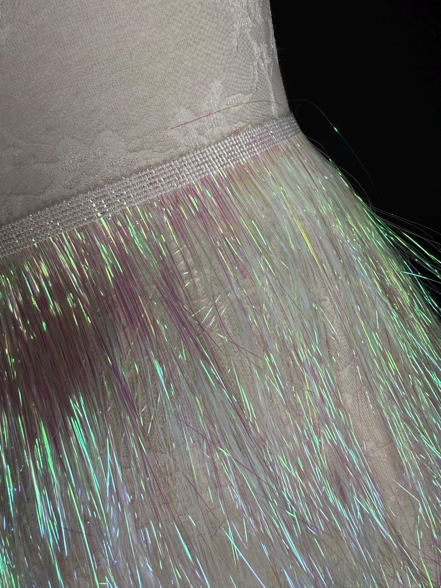 8” Wide Pearlescent Hot Pink Tinsel Fringe, 9 colours