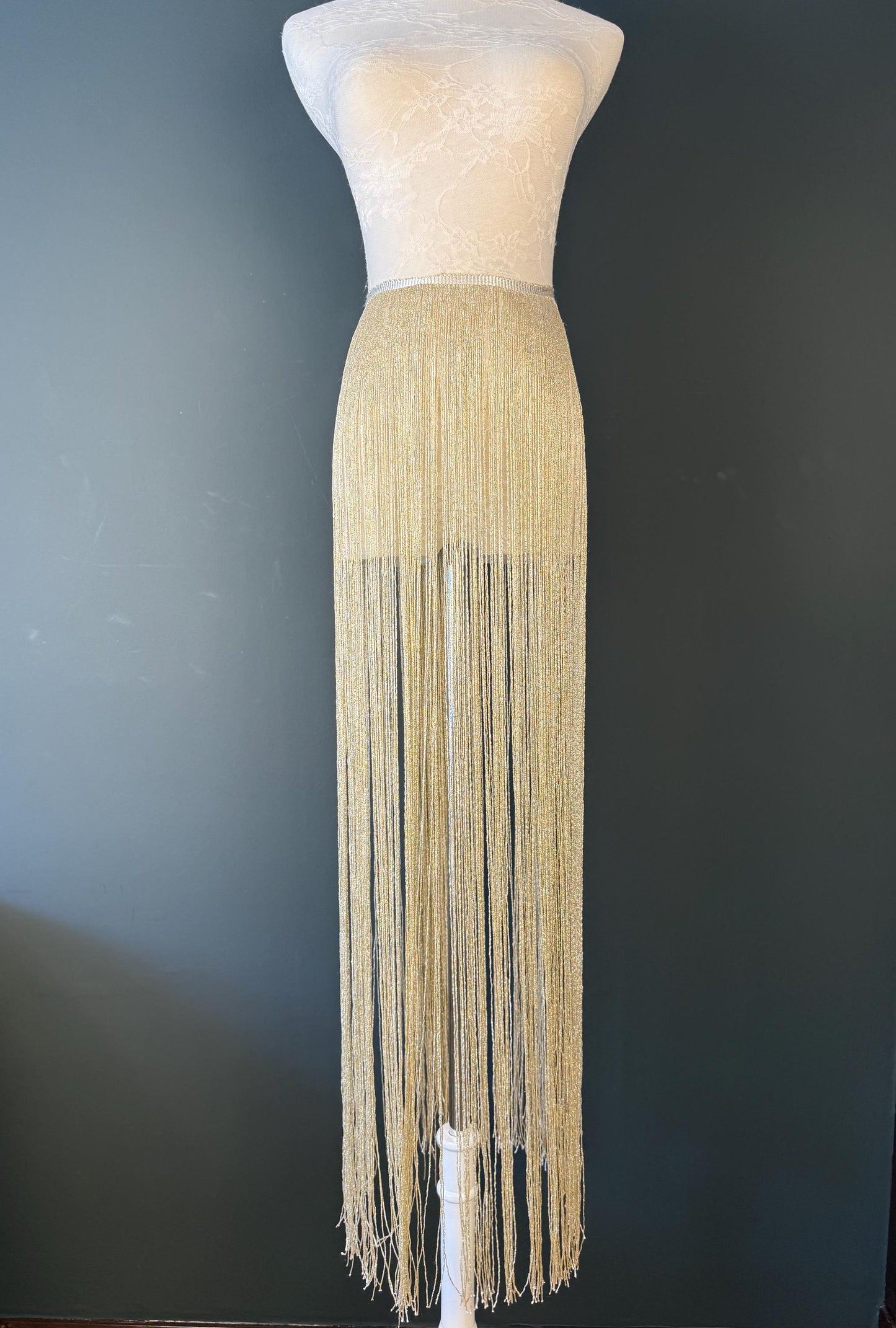 Lurex Fringe Trim 20” Metallic Gold Silver for Costume Dance Dress Sewing