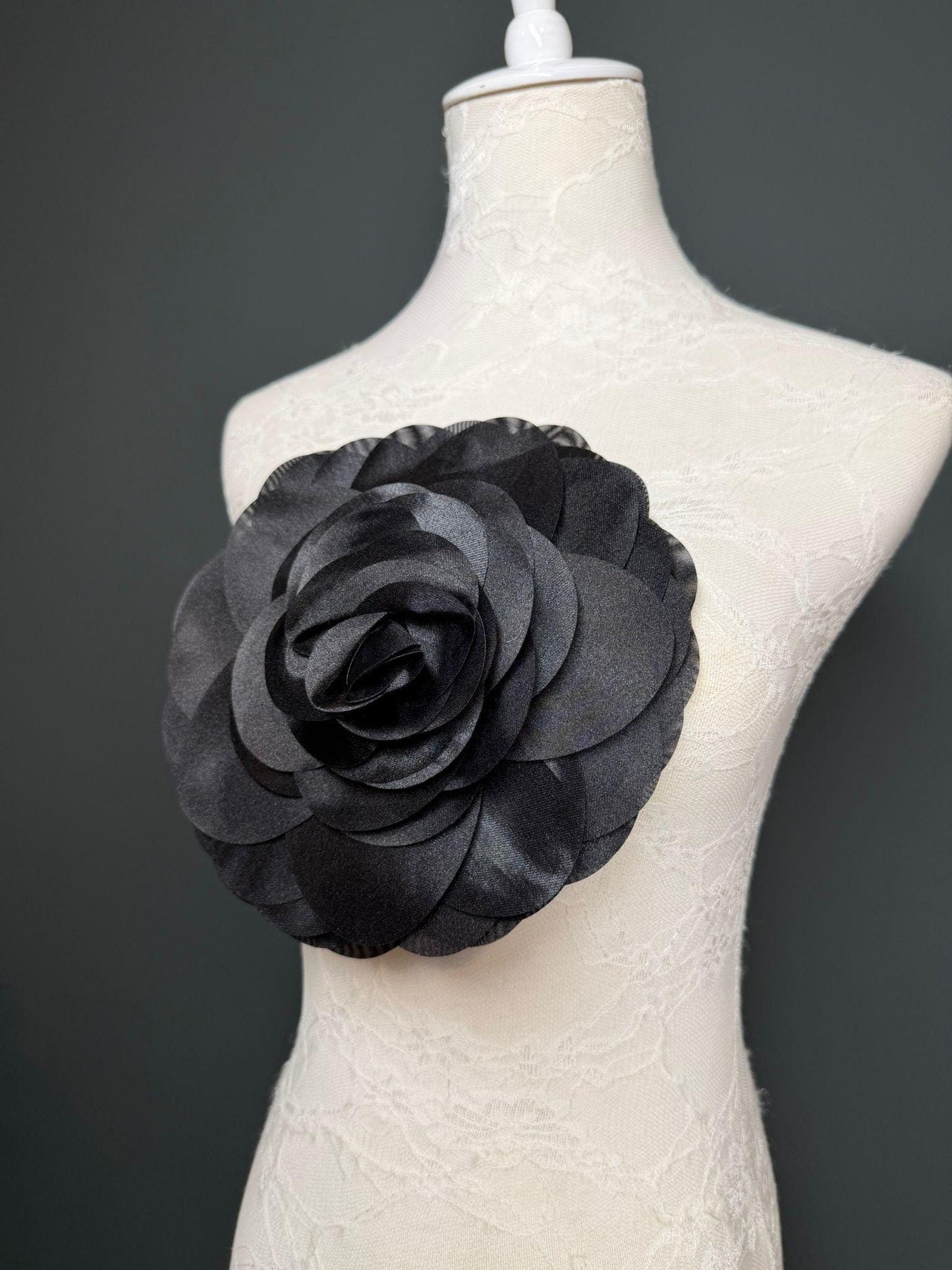Large Corsage Flower, Black, 5 colours, 8.5” Wide, 21cm