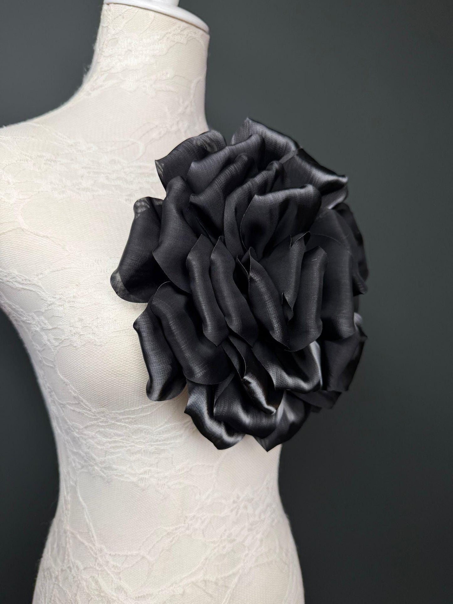 Oversized Large Corsage Flower, Black, 7 colours, 8.5” Wide, 21cm