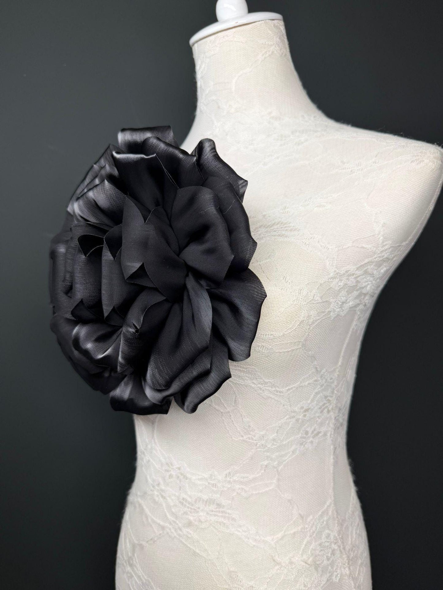 Oversized Large Corsage Flower, Black, 7 colours, 8.5” Wide, 21cm