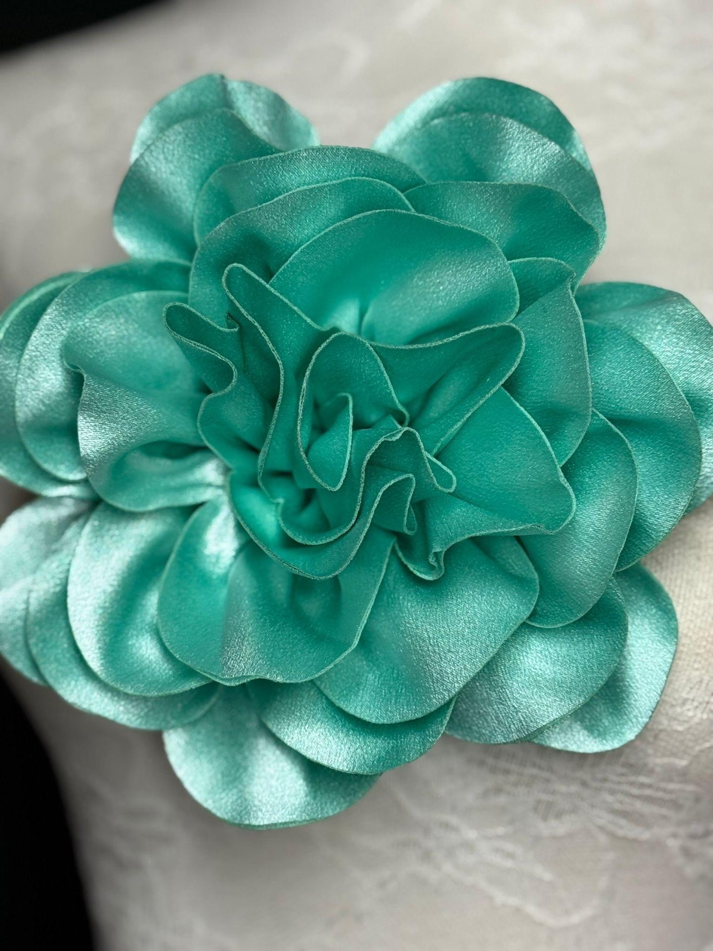Large Mint Green Handmade Satin Corsage Flower, 8 inch, 12 Colour Options