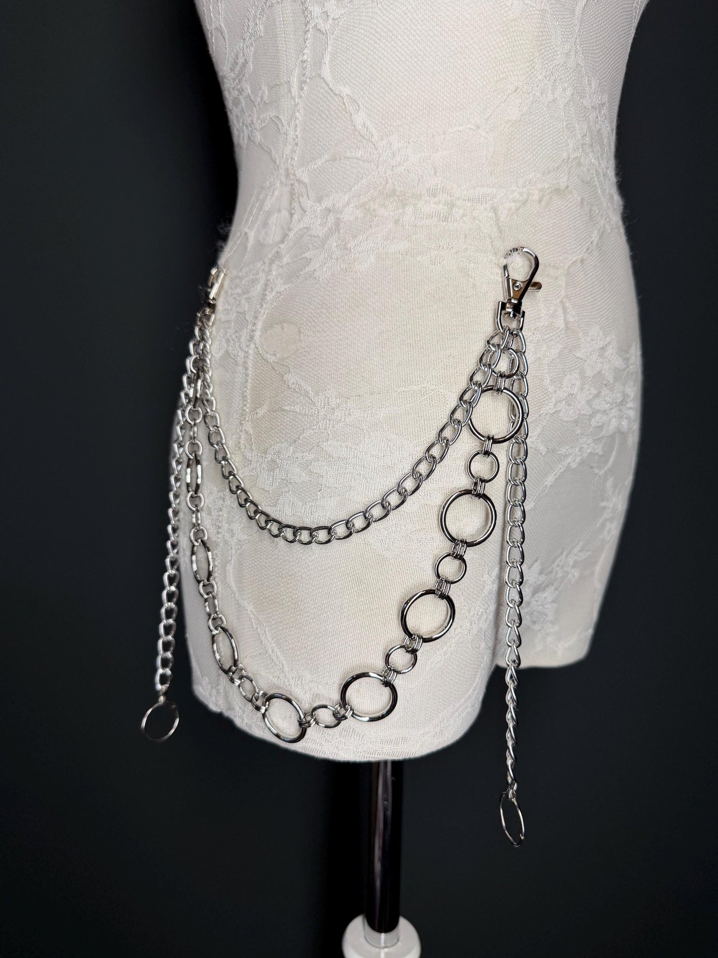 Multi-Layer Jeans Chain, Hip Hop Street Fashion, Custom Sizes, Silver, Gold, Ring Jeans Chain