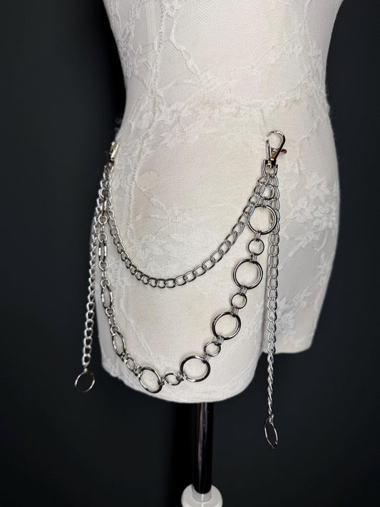 Multi-Layer Jeans Chain, Hip Hop Street Fashion, Custom Sizes, Silver, Gold, Ring Jeans Chain