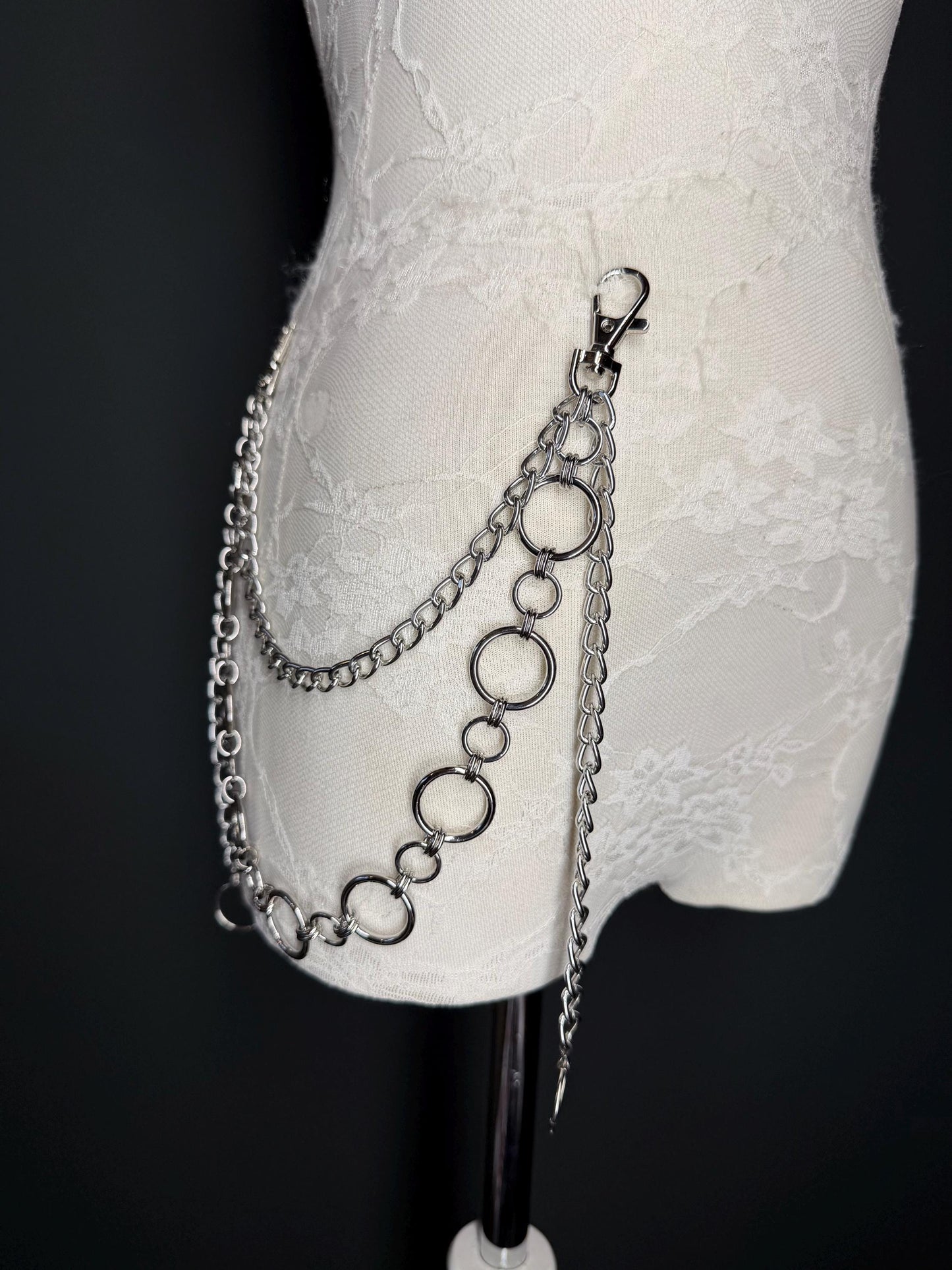 Multi-Layer Jeans Chain, Hip Hop Street Fashion, Custom Sizes, Silver, Gold, Ring Jeans Chain