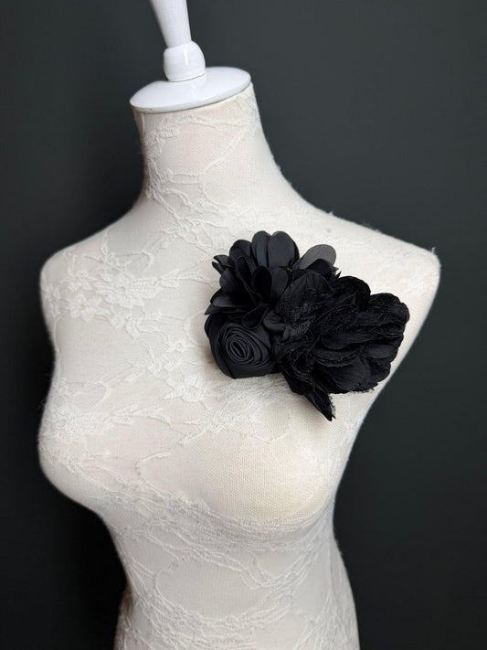 Large Corsage Flower, Black, 9 colours, 5.5” 14cm Wide