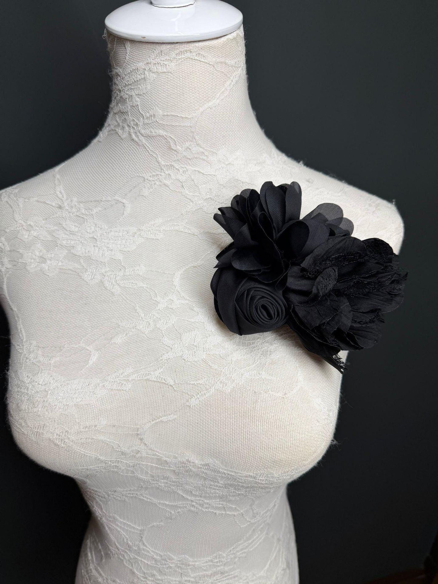 Large Corsage Flower, Black, 9 colours, 5.5” 14cm Wide