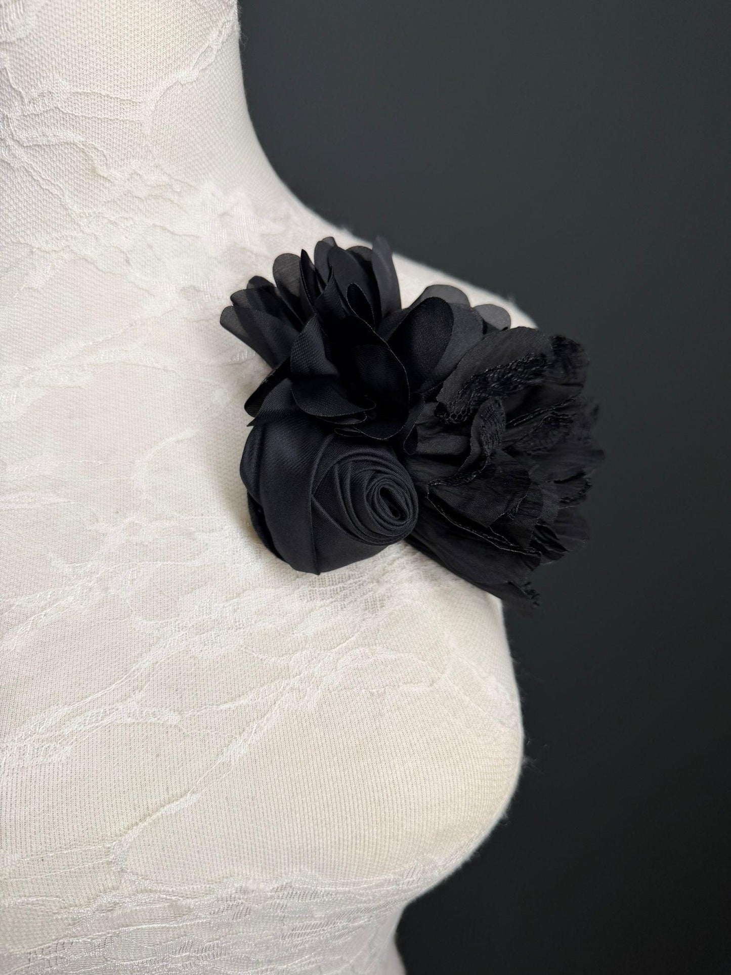 Large Corsage Flower, Black, 9 colours, 5.5” 14cm Wide