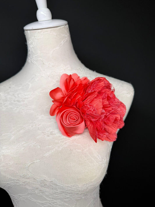 Large Corsage Flower, Coral, 9 colours, 5.5” 14cm Wide
