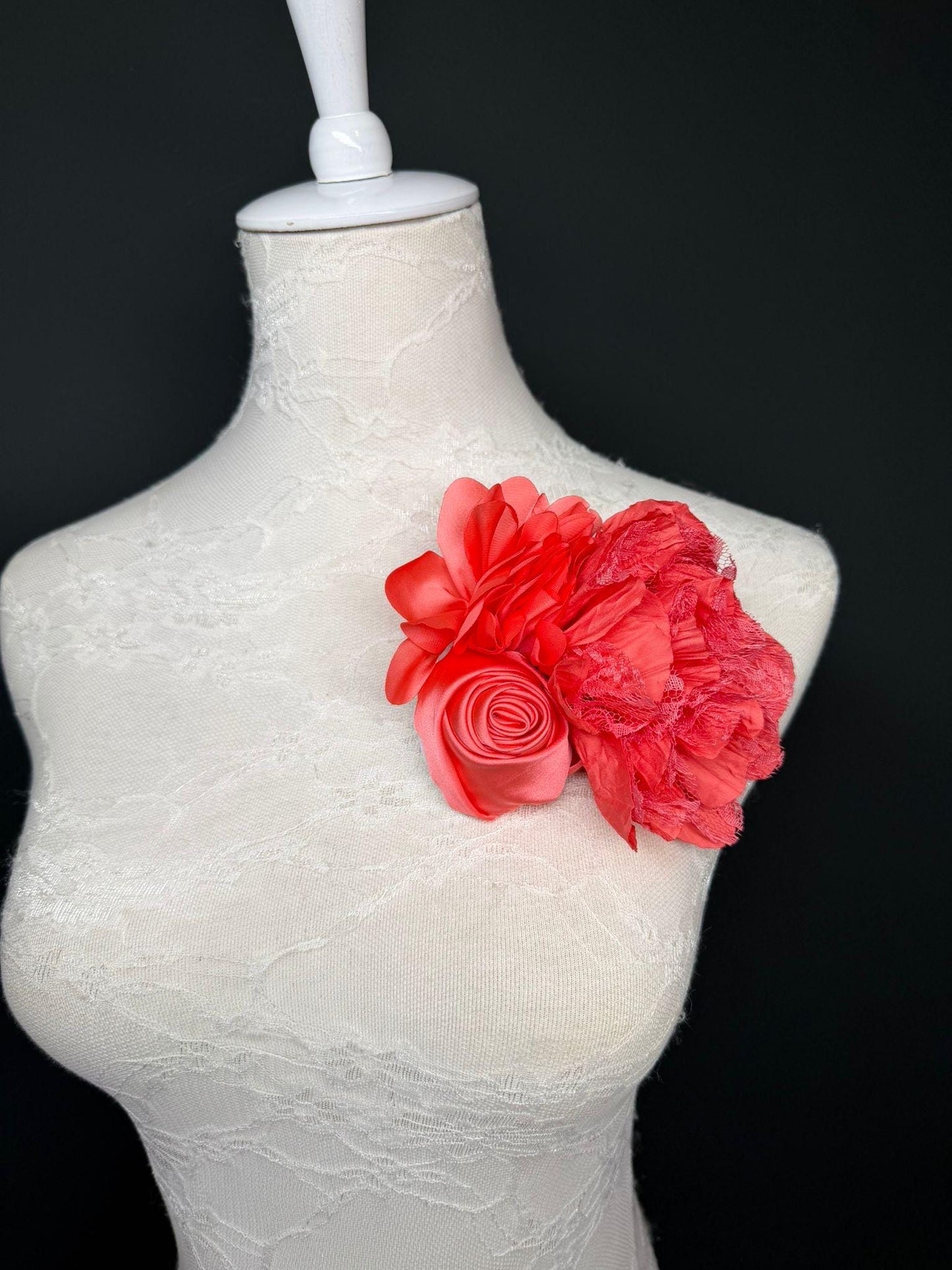 Large Corsage Flower, Coral, 9 colours, 5.5” 14cm Wide