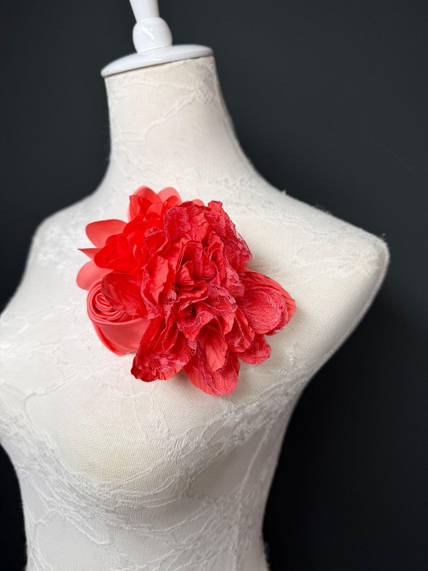 Large Corsage Flower, Coral, 9 colours, 5.5” 14cm Wide