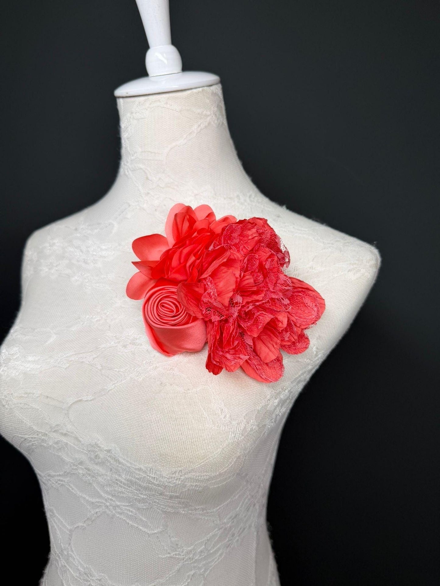 Large Corsage Flower, Coral, 9 colours, 5.5” 14cm Wide