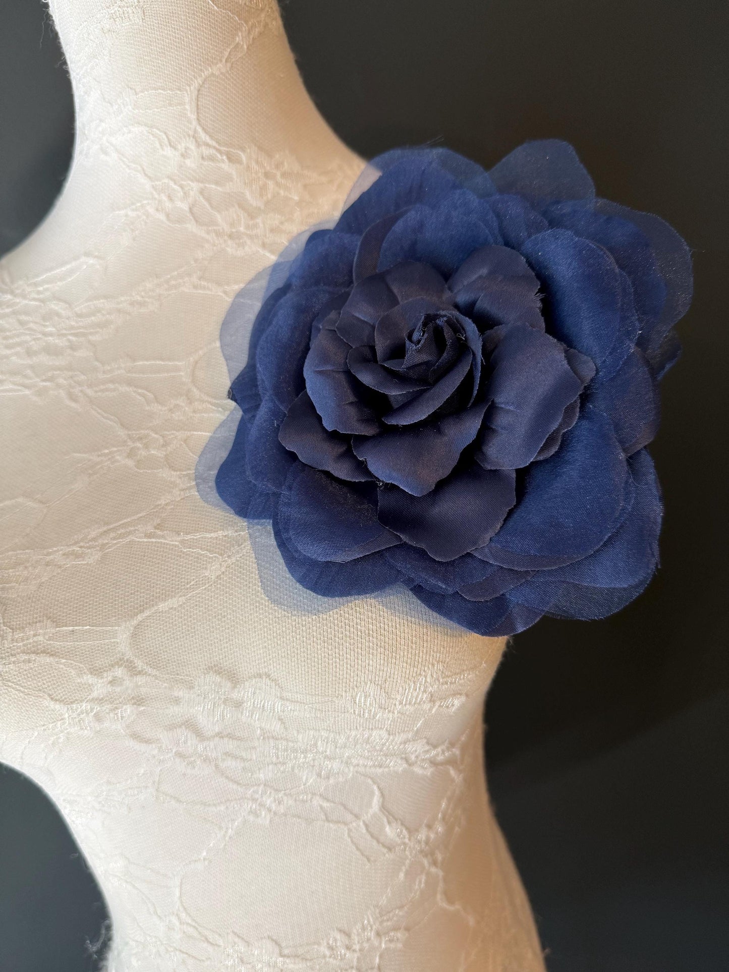Large Corsage Flower, Ivory, Navy, Dusky Pink, 7” Wide, Large Pin on Corsage, Bridal, Clothing, Fashion, Hat, Accessory, Fashion, FAN Design