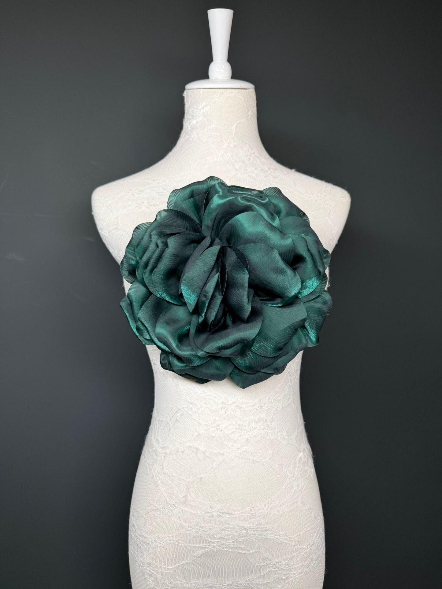 Oversized Large Corsage Flower, Forest Green, 7 colours, 8.5” Wide, 21cm