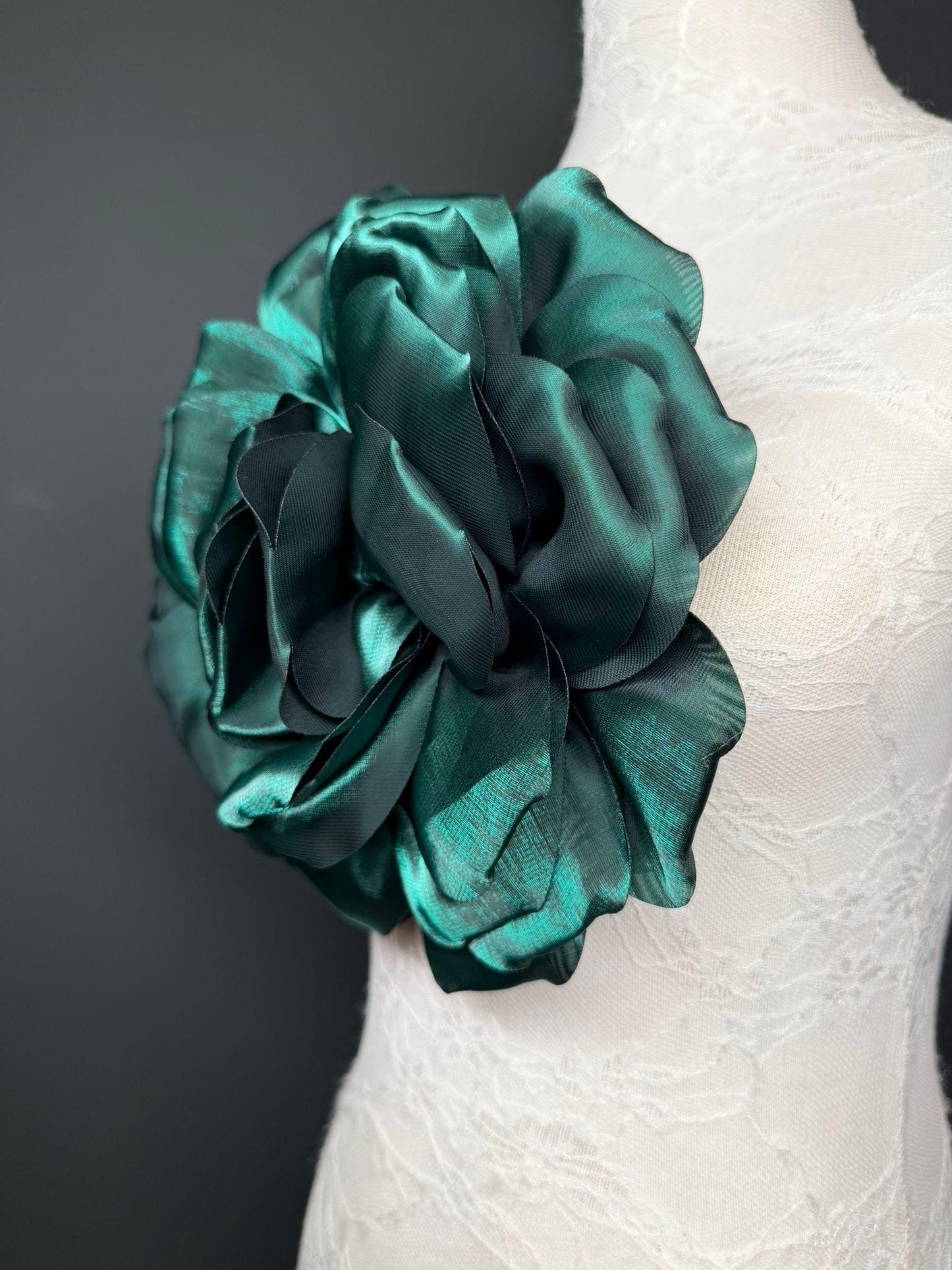 Oversized Large Corsage Flower, Forest Green, 7 colours, 8.5” Wide, 21cm