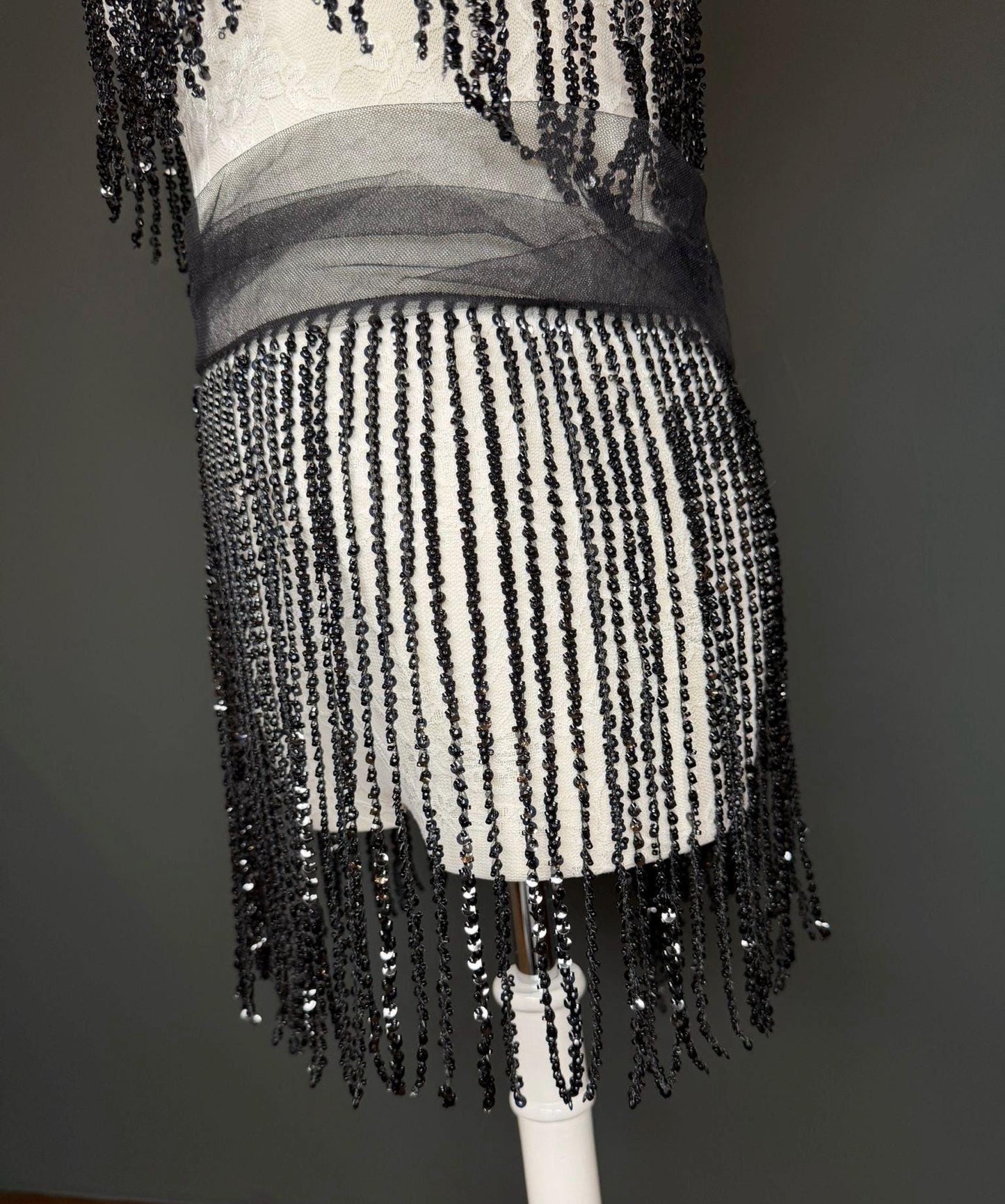 Black Beaded Fringe, 3 sizes, 4 colours, 52”, 12”, 6”, Champagne, White, Gold