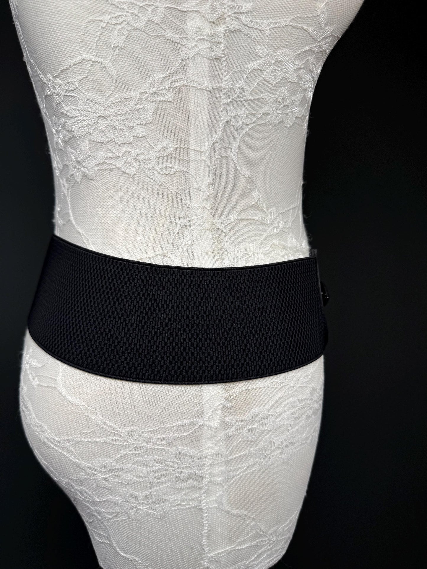 3” Belt-Wide Faux Leather Belt, Black Elastic Belt, Gift, Elasticated Belt, Stretch Belt, Corset Belt, Heart Design Vegan Belt