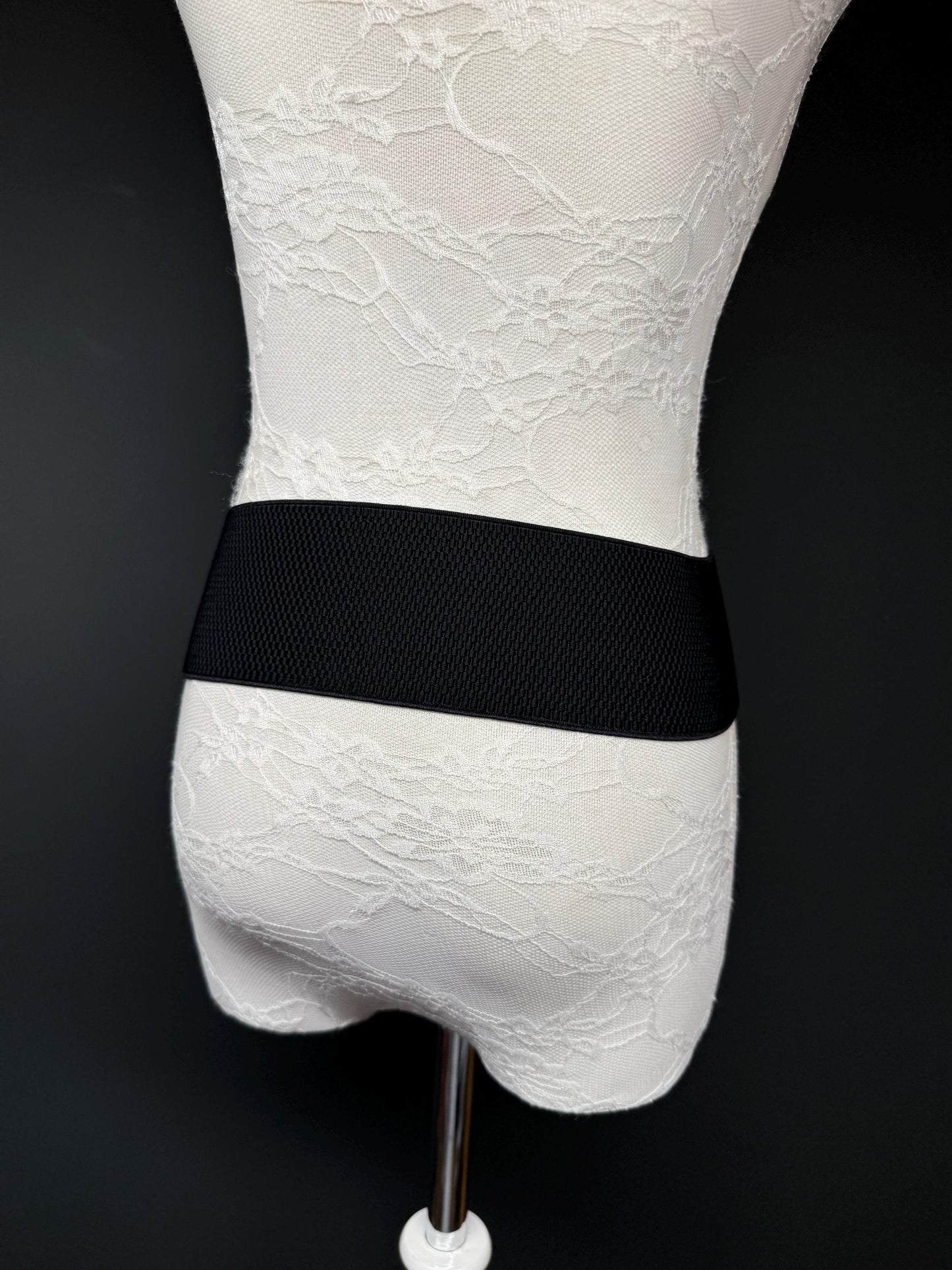 3” Belt-Wide Faux Leather Belt, Black Elastic Belt, Gift, Elasticated Belt, Stretch Belt, Corset Belt, Heart Design Vegan Belt