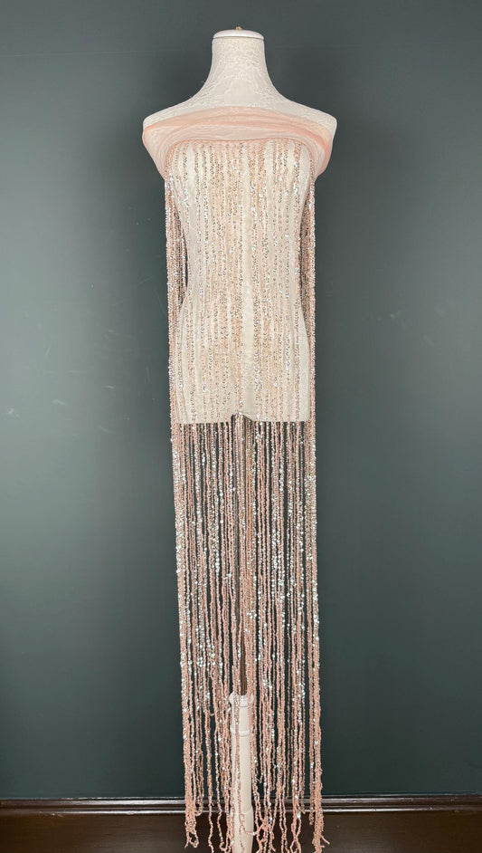 Pink Beaded Fringe, 52” drop