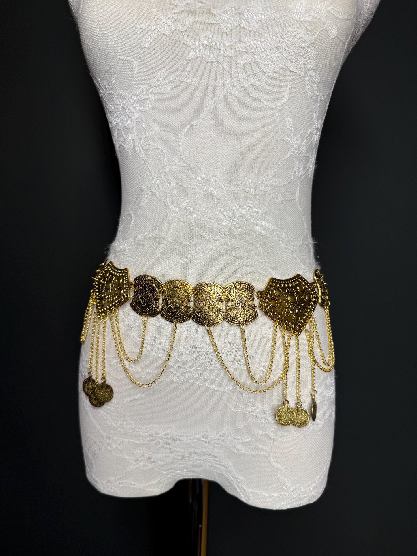 Handmade Antique Gold Disc Belly Chain Belt: Festival Costume 18-40inch
