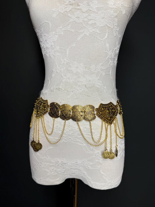 Handmade Antique Gold Disc Belly Chain Belt: Festival Costume 18-40inch