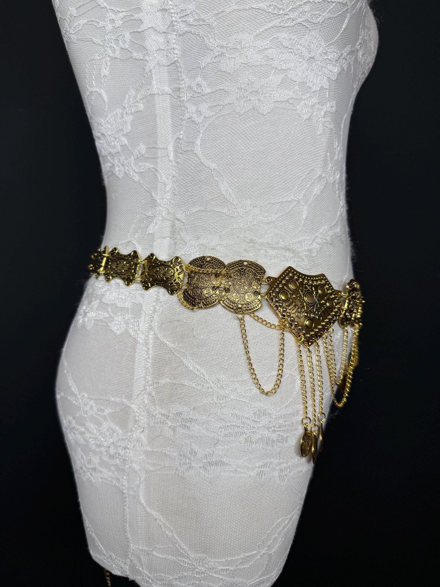 Handmade Antique Gold Disc Belly Chain Belt: Festival Costume 18-40inch