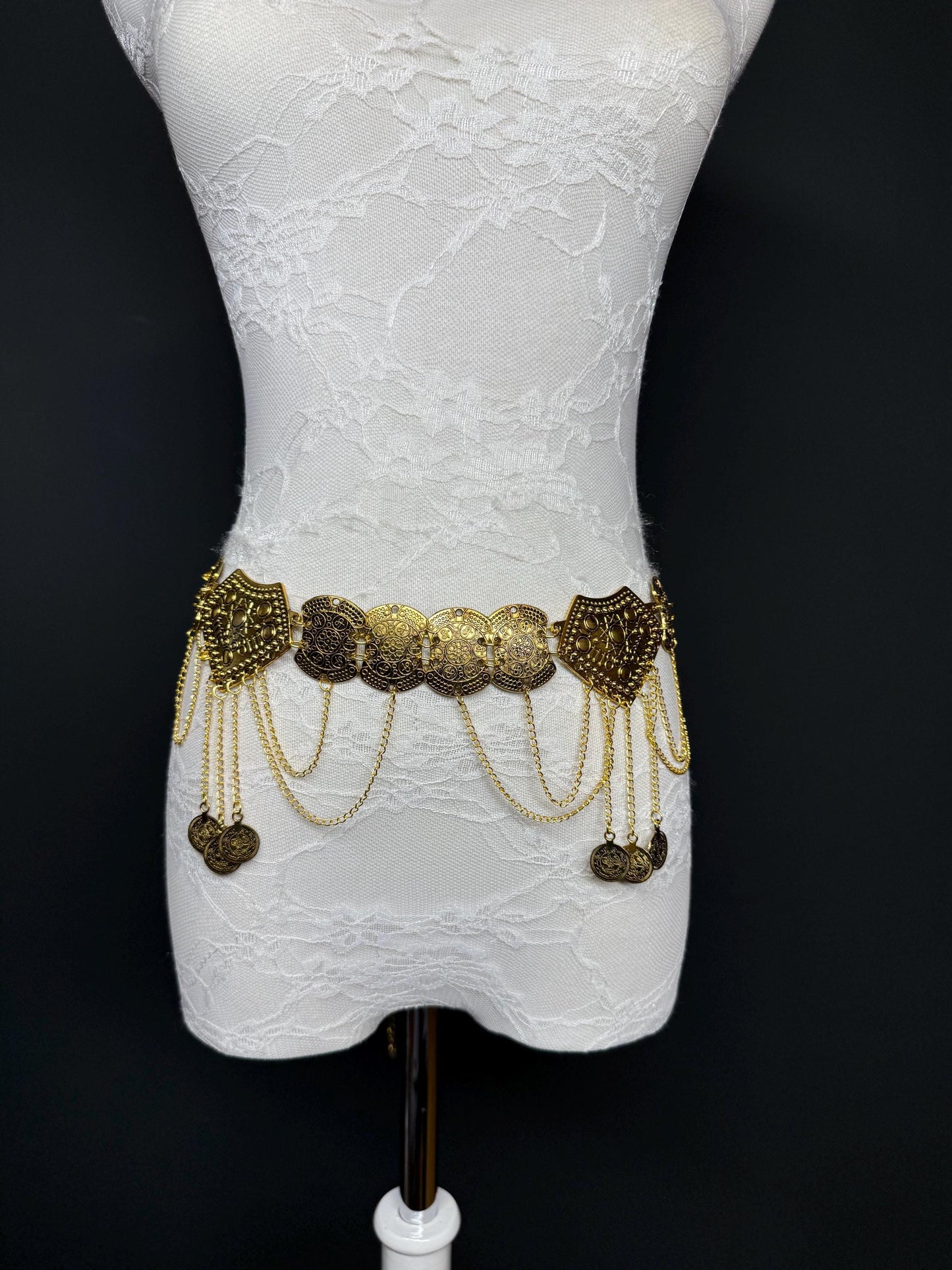 Handmade Antique Gold Disc Belly Chain Belt: Festival Costume 18-40inch