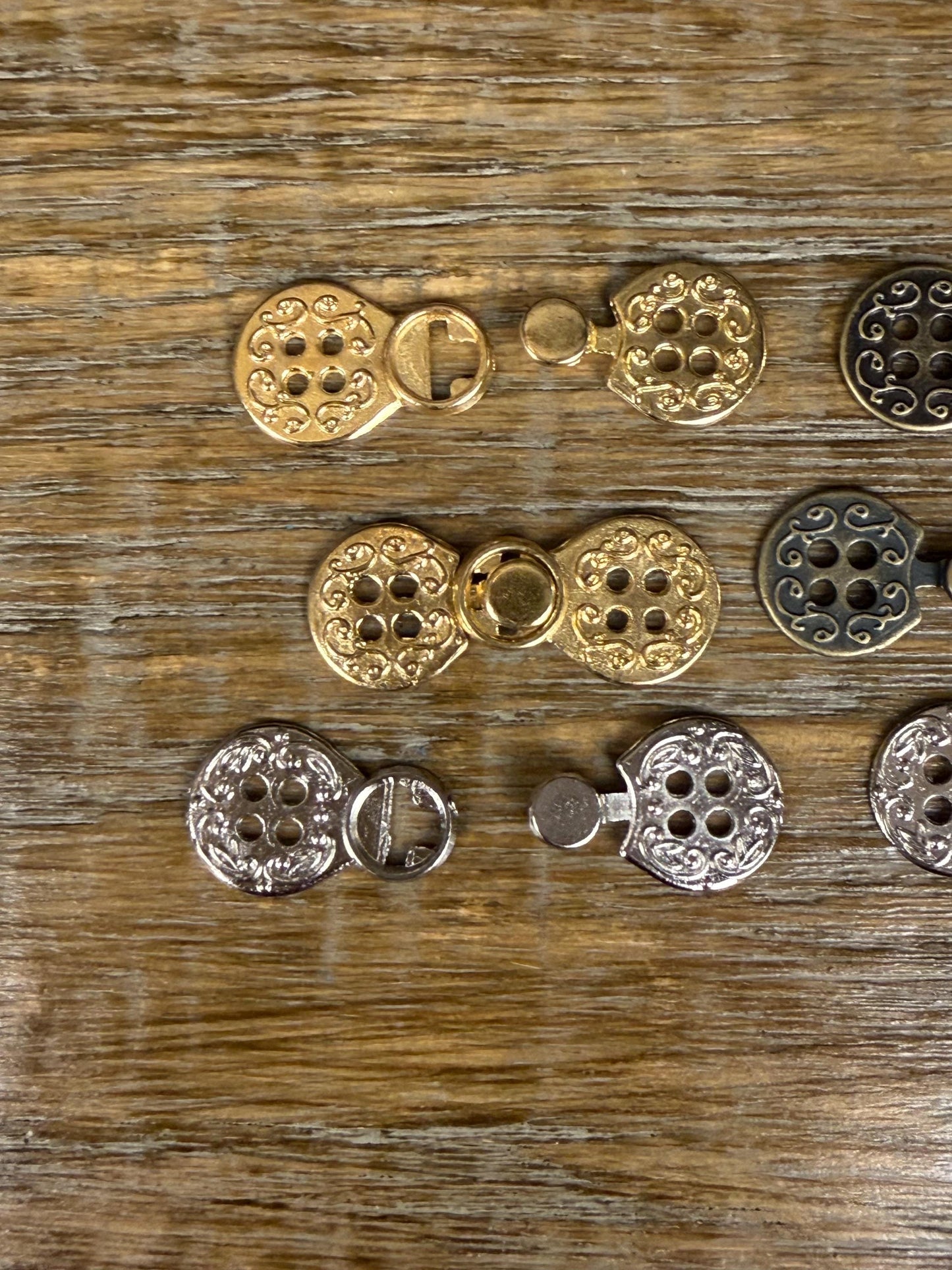 Two Part Metal Button Closure, Gold, Silver, Antique Brass Fastener