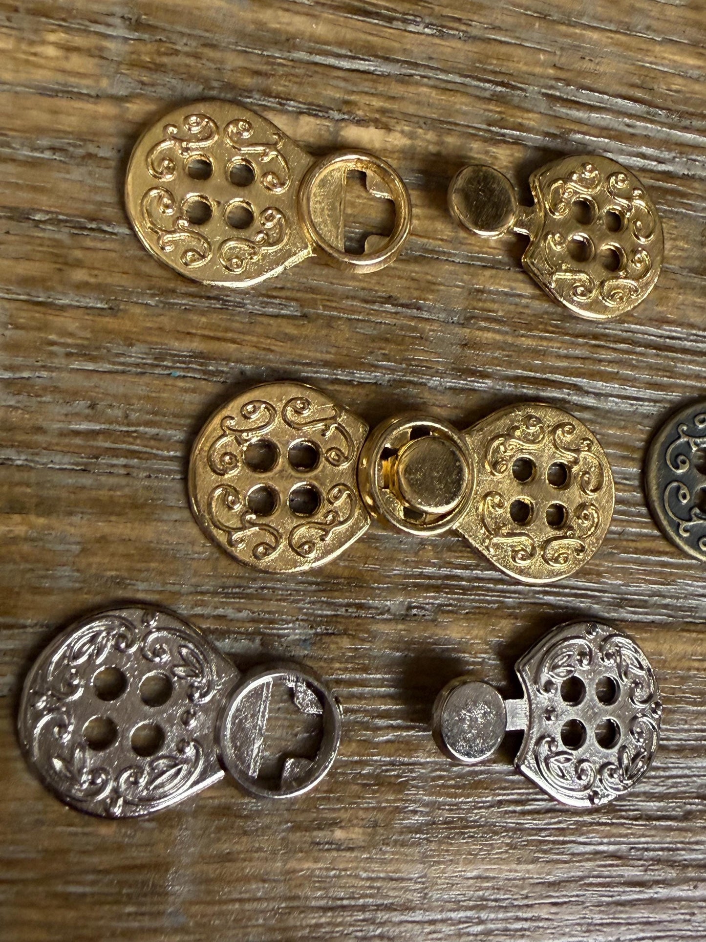 Two Part Metal Button Closure, Gold, Silver, Antique Brass Fastener