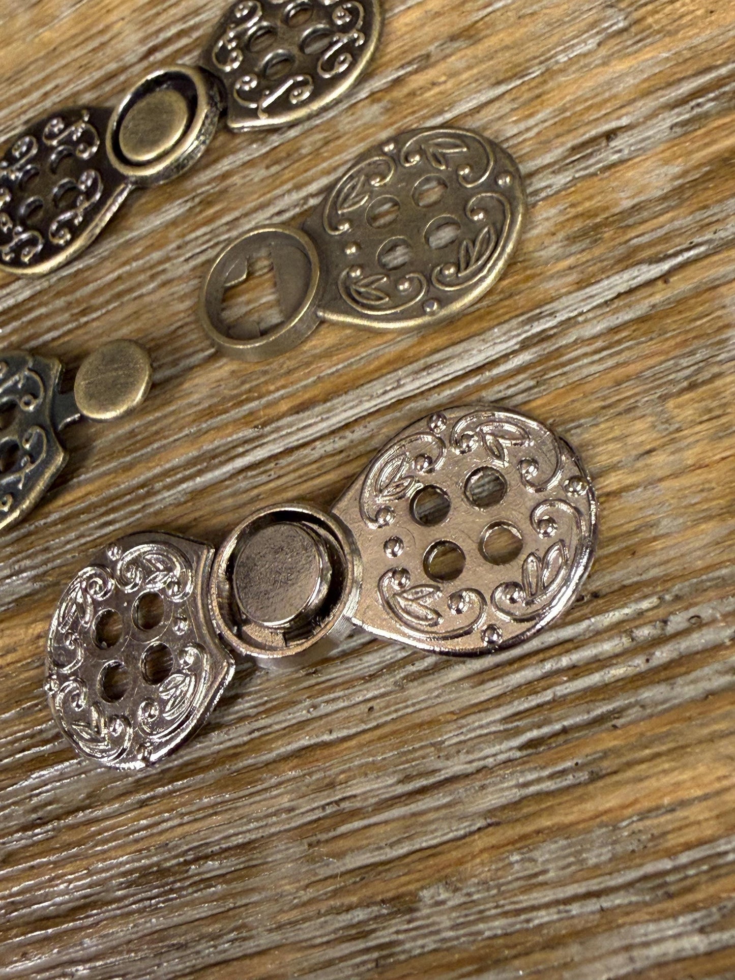 Two Part Metal Button Closure, Gold, Silver, Antique Brass Fastener