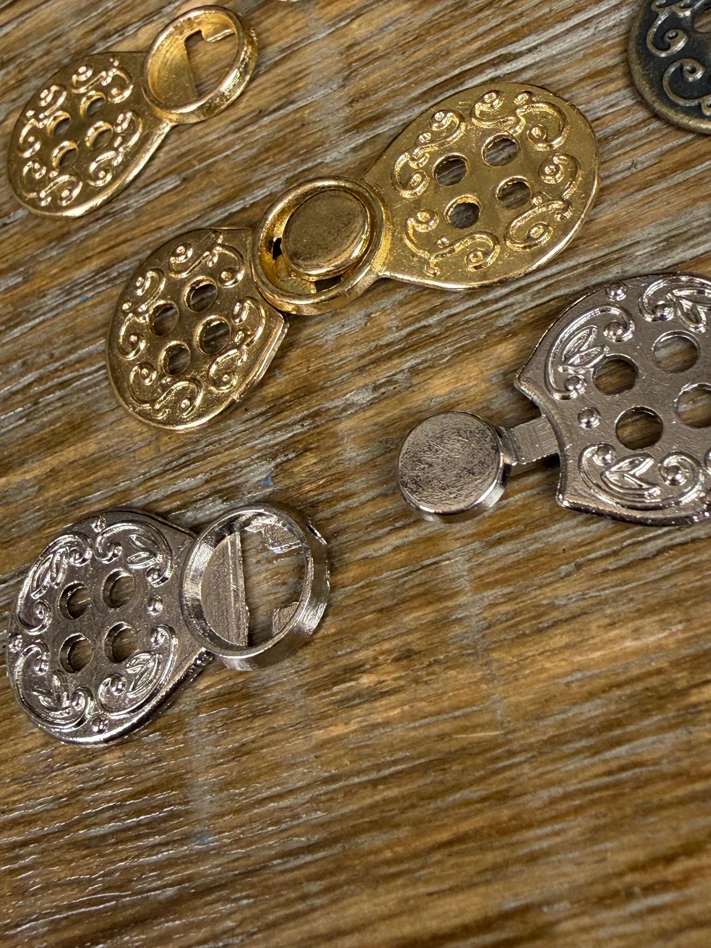 Two Part Metal Button Closure, Gold, Silver, Antique Brass Fastener