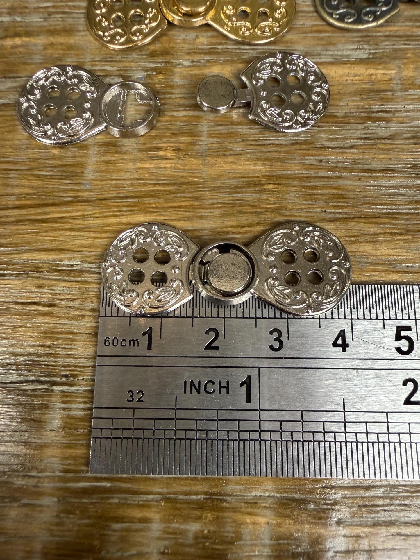 Two Part Metal Button Closure, Gold, Silver, Antique Brass Fastener