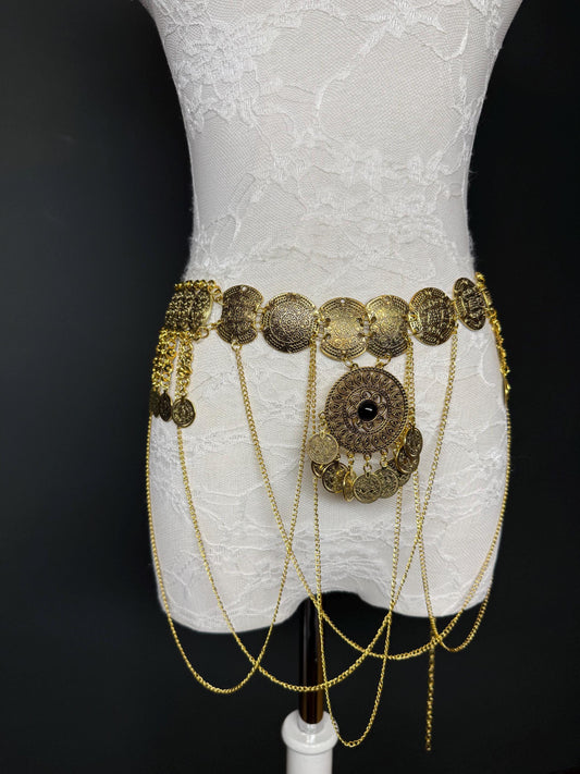 Handmade Gold Coin Belly Chain Belt: Festival Costume Jewelry 18-40inch