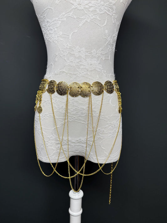 Handmade Gold Coin Belly Chain Belt - Festival Costume Accessory 18-40inch