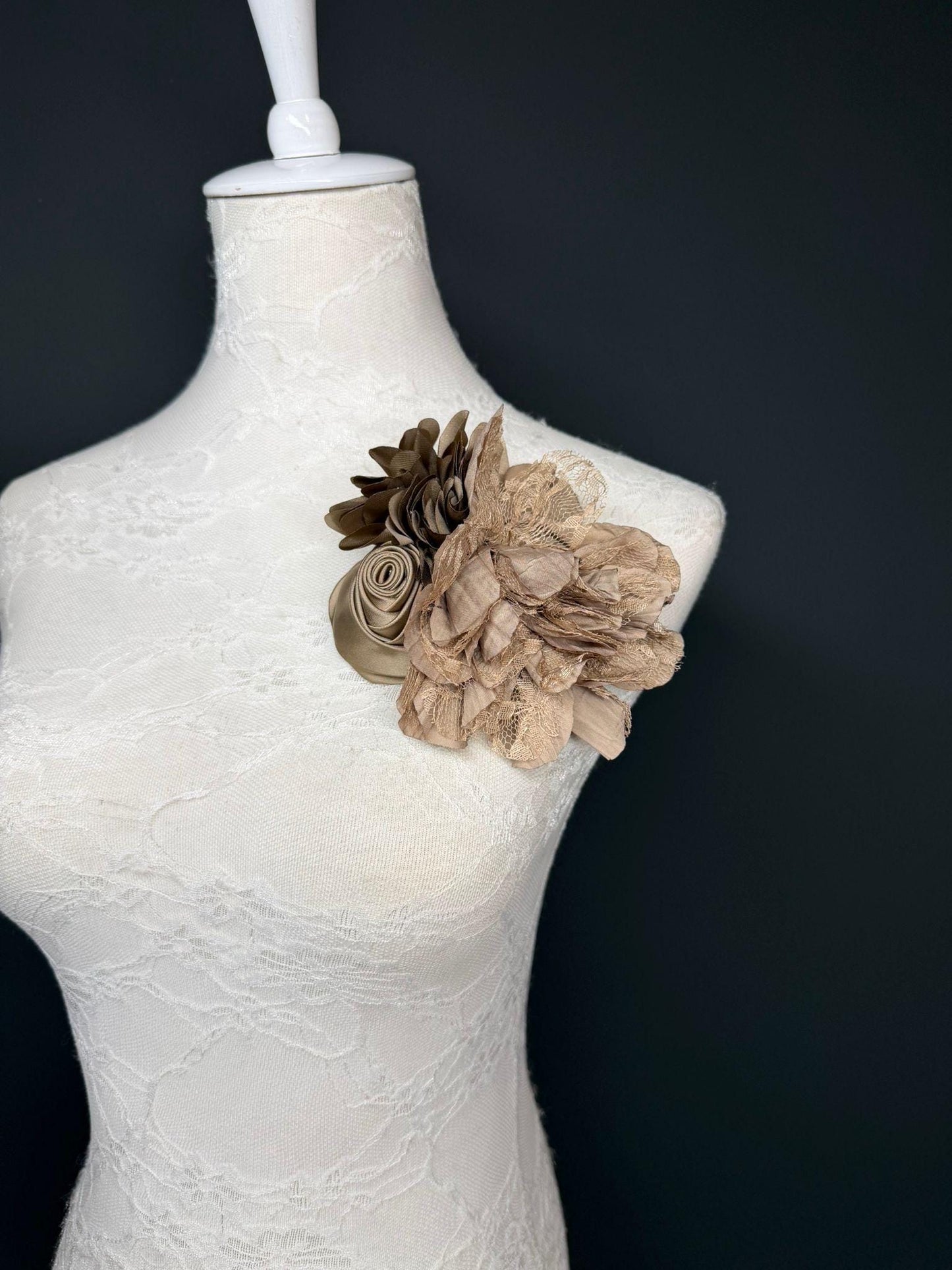Large Corsage Flower, Warm Taupe, 9 colours, 5.5” 14cm Wide