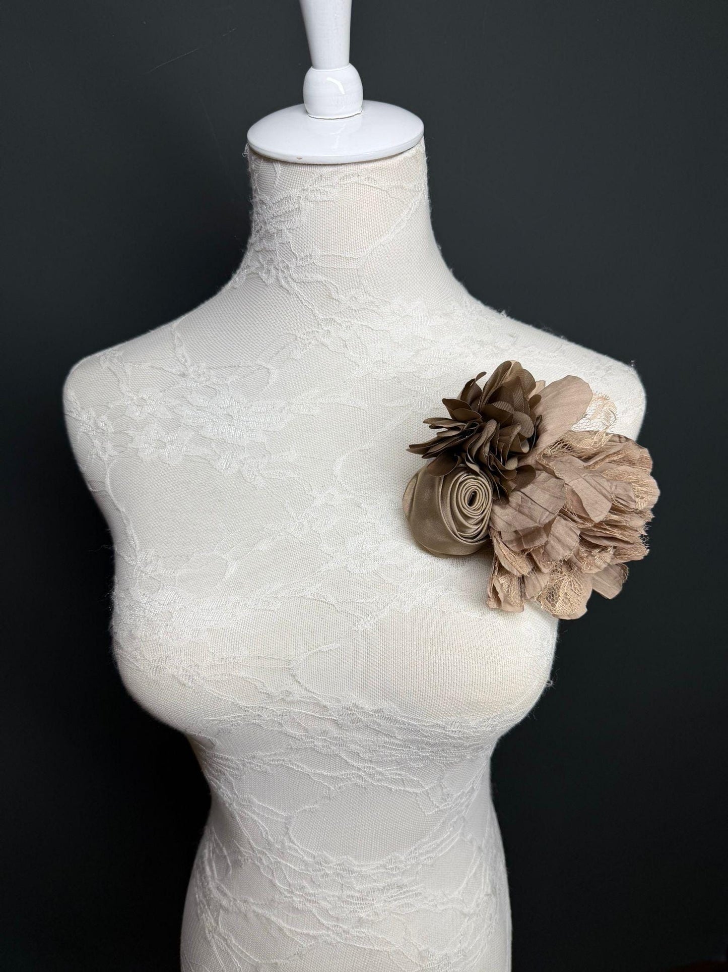 Large Corsage Flower, Warm Taupe, 9 colours, 5.5” 14cm Wide