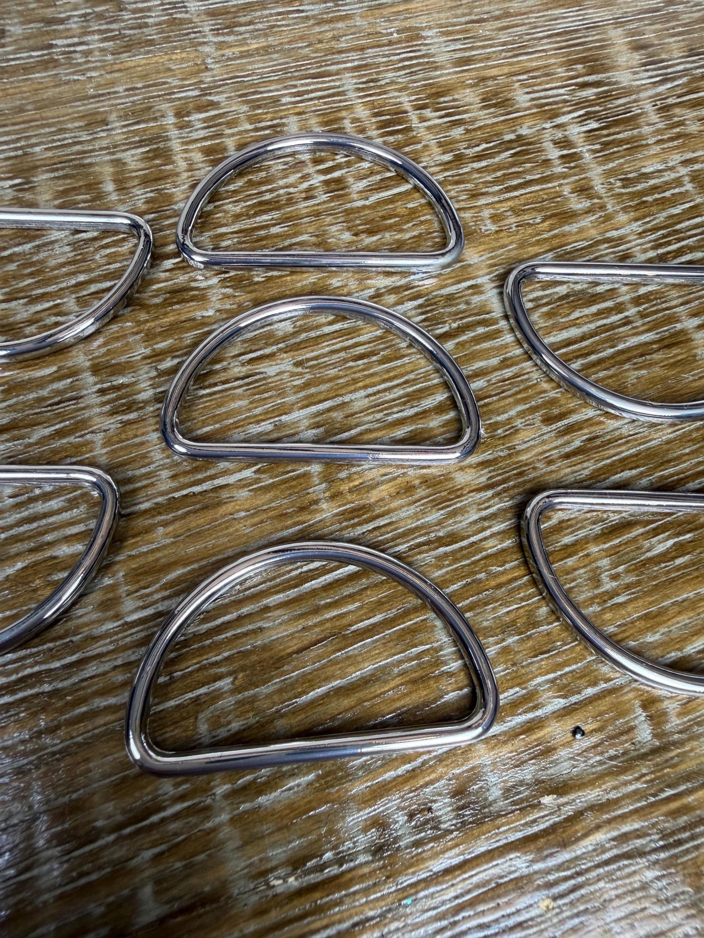 Large Metal Welded D Rings, Shiny Silver, Alloy, 4.3cm (1.7”)