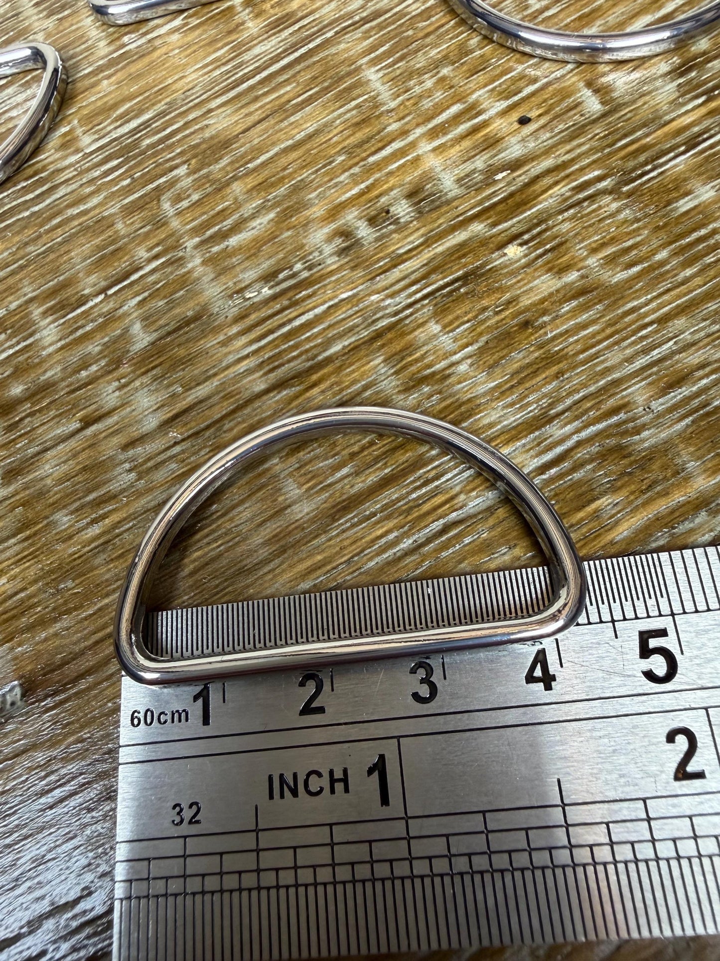 Large Metal Welded D Rings, Shiny Silver, Alloy, 4.3cm (1.7”)