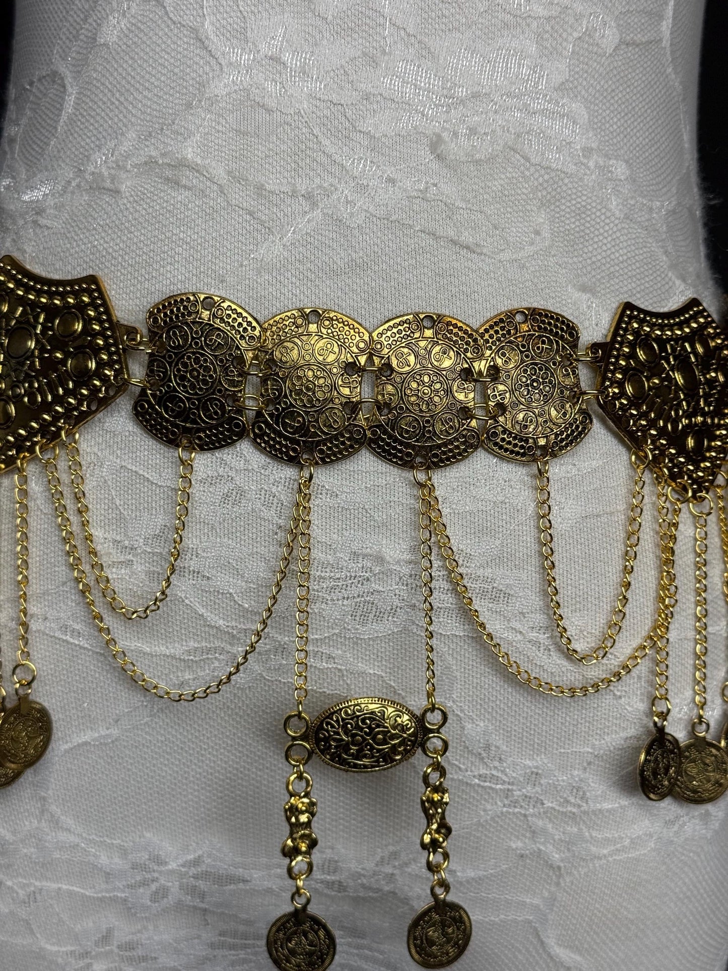 Handmade Antique Gold Disc Belly Chain: Festival Costume Belt 18-40inch