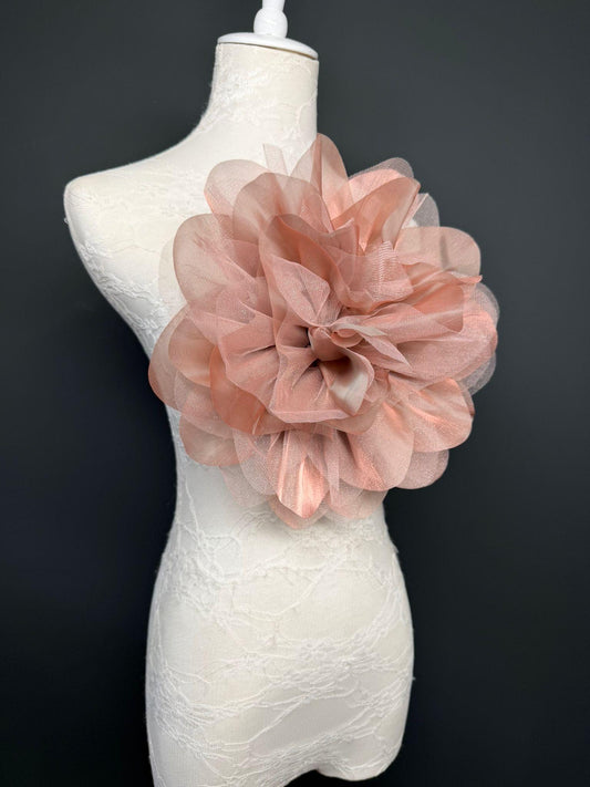 Oversized Large Organza Corsage Flower, Dusky Pink ,5 colours, 11”, 27cm