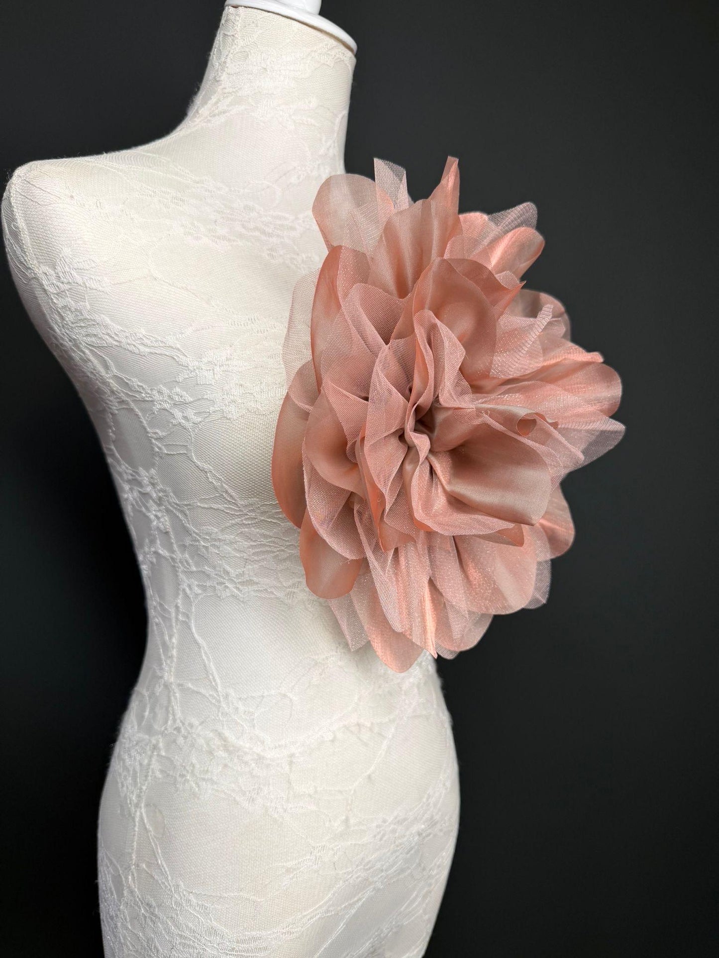Oversized Large Organza Corsage Flower, Dusky Pink ,5 colours, 11”, 27cm