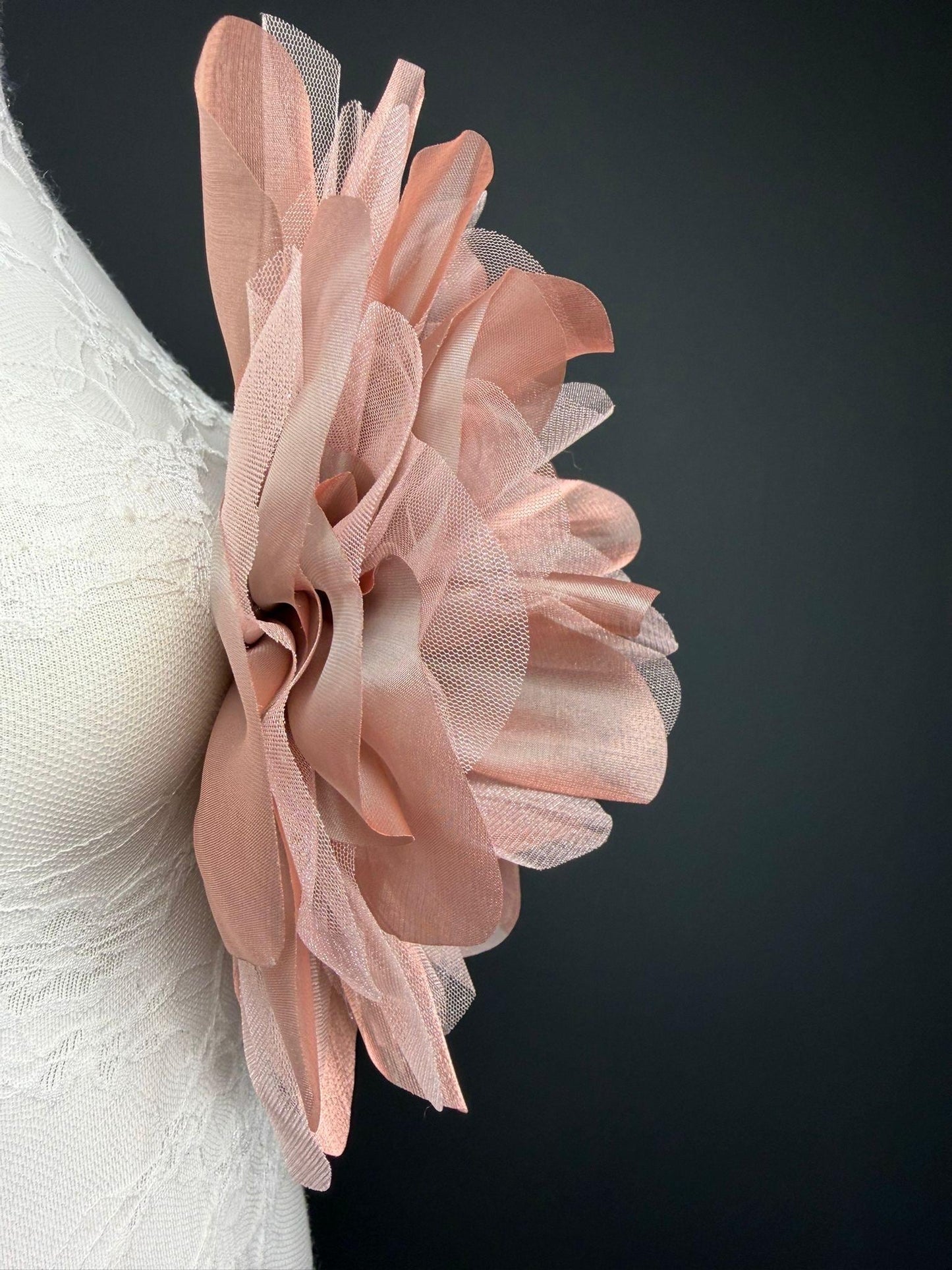 Oversized Large Organza Corsage Flower, Dusky Pink ,5 colours, 11”, 27cm