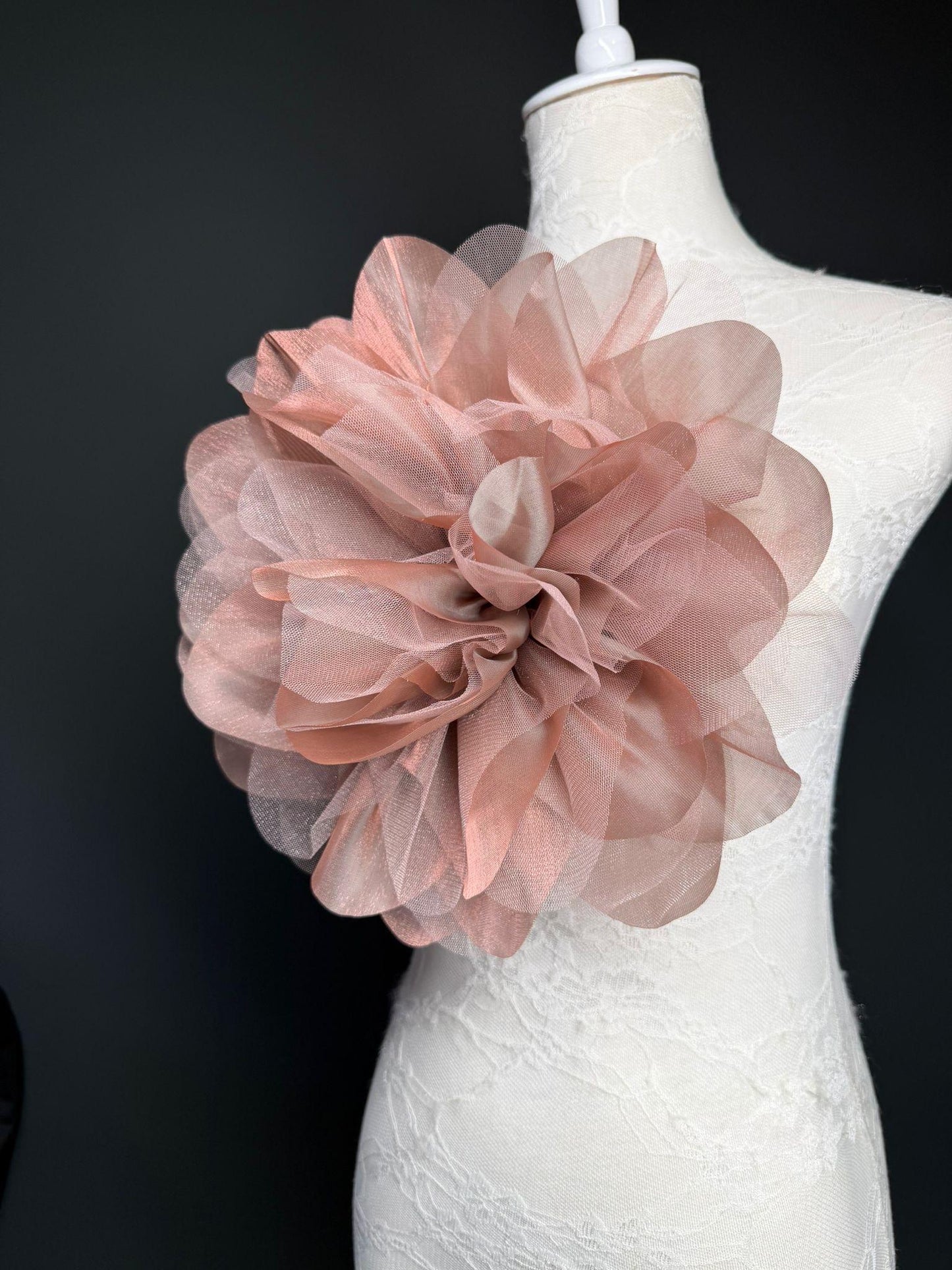 Oversized Large Organza Corsage Flower, Dusky Pink ,5 colours, 11”, 27cm
