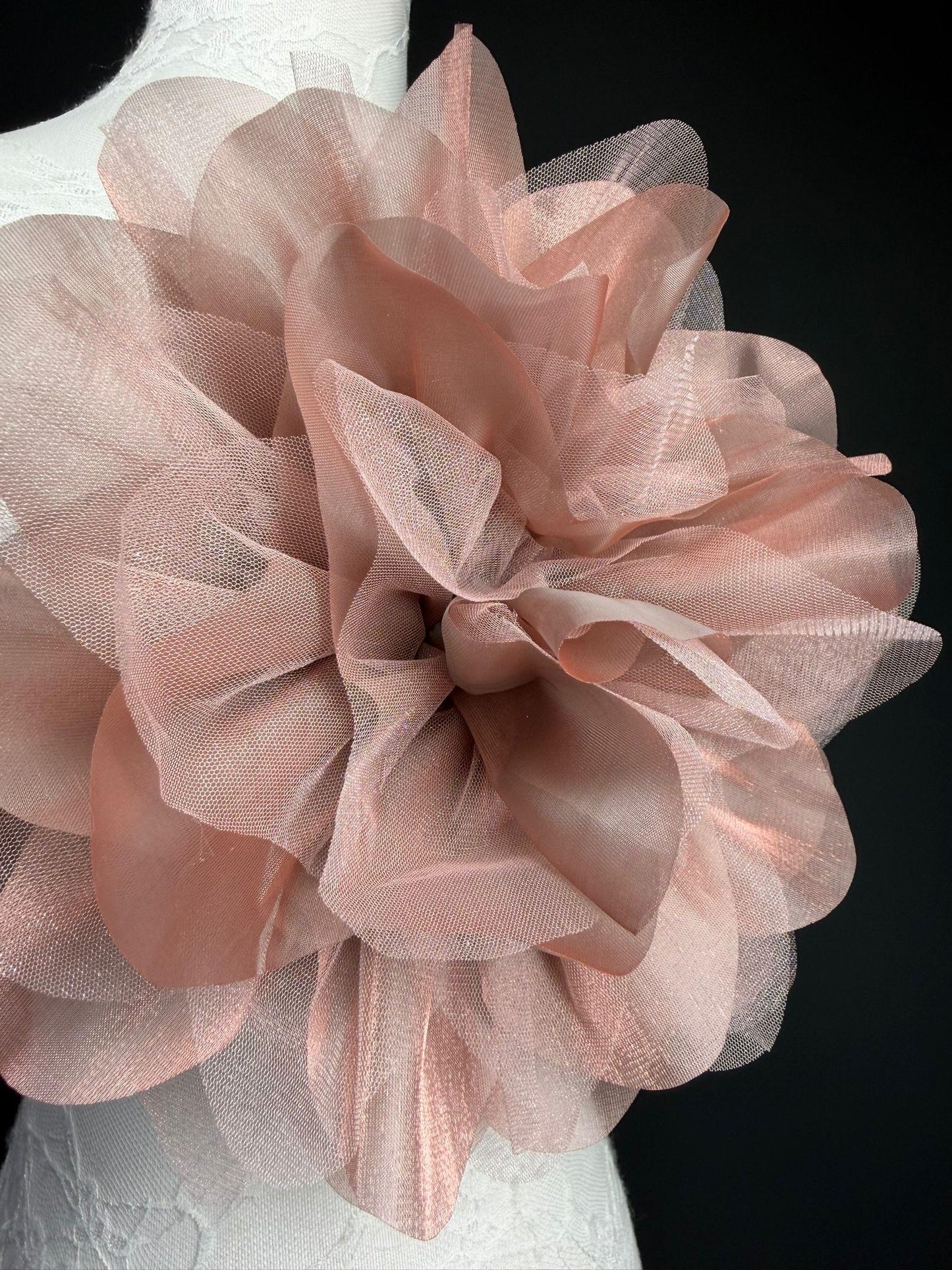 Oversized Large Organza Corsage Flower, Dusky Pink ,5 colours, 11”, 27cm
