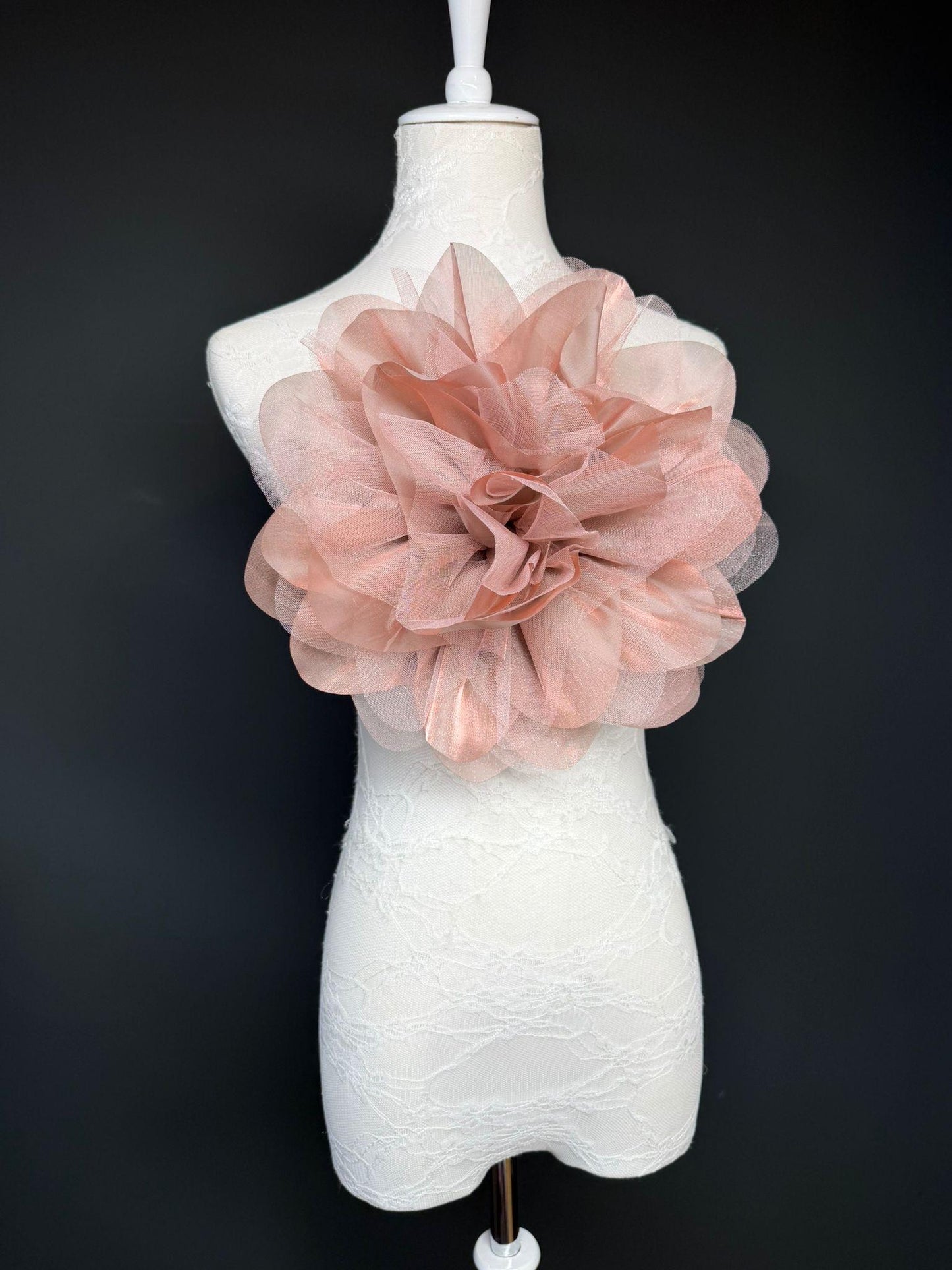 Oversized Large Organza Corsage Flower, Dusky Pink ,5 colours, 11”, 27cm