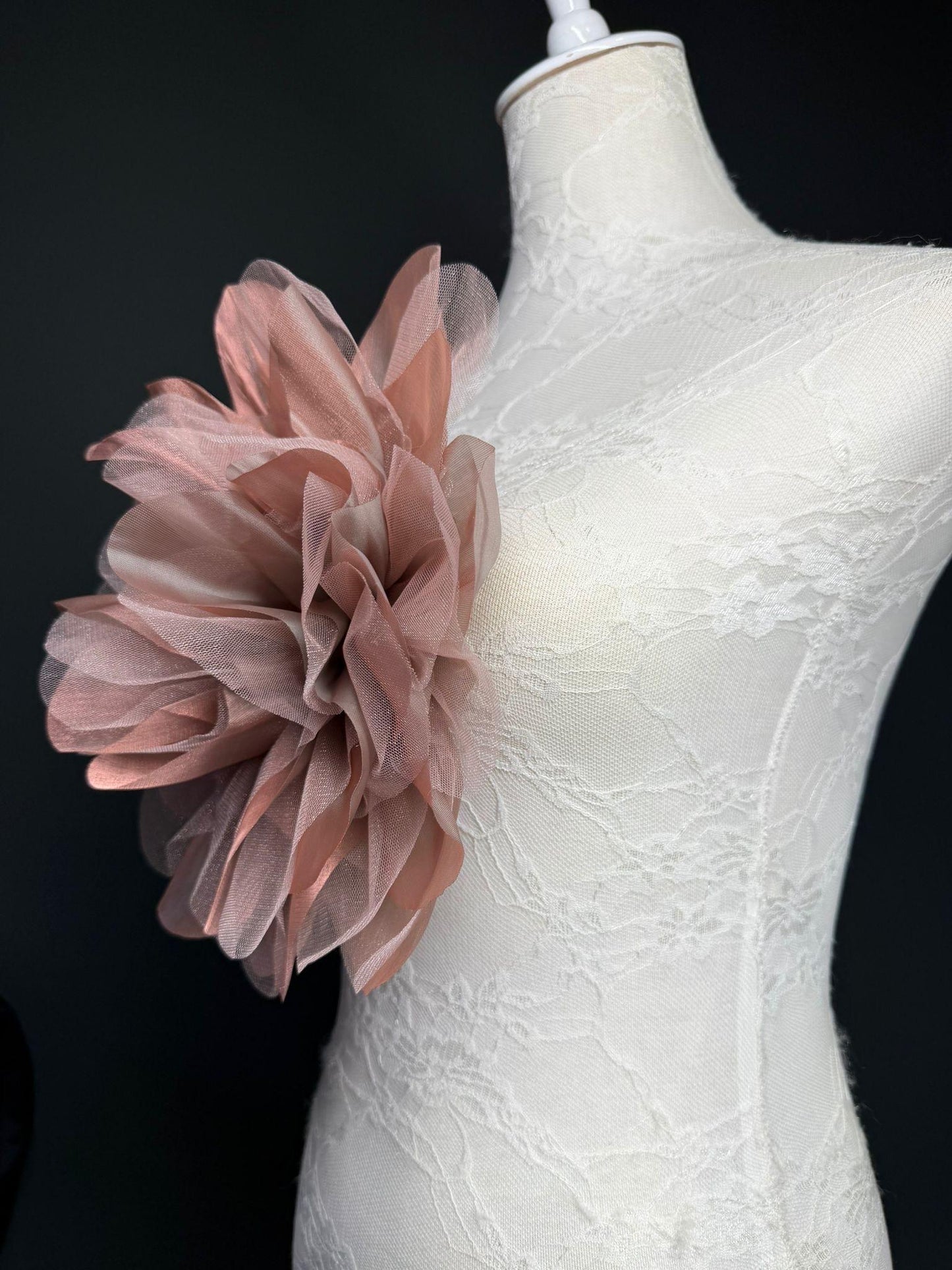 Oversized Large Organza Corsage Flower, Dusky Pink ,5 colours, 11”, 27cm