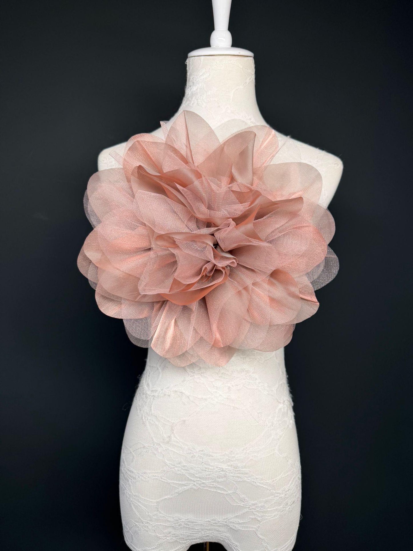 Oversized Large Organza Corsage Flower, Dusky Pink ,5 colours, 11”, 27cm
